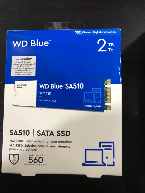 Photo 2 of Western Digital 2TB WD Blue SA510 SATA Internal Solid State Drive SSD - SATA III 6 Gb/s, M.2 2280, Up to 560 MB/s - WDS200T3B0B New Generation 2TB