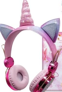 Photo 1 of Unicorn Kids Headphones for Girls Children Teens, Wired Headphones for Kids with Adjustable Headband, 3.5mm Jack and Tangle-Free Cord, Over On Ear Headset w/Mic for School Birthday Xmas Unicorn Gift Pink Unicorn Girls Headphones