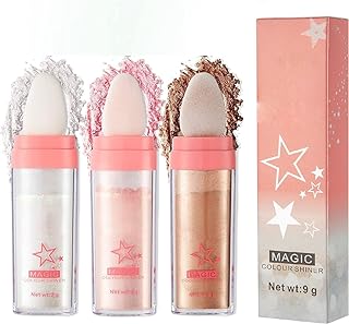 Photo 1 of 3 Color Glitter Powder Highlighter Makeup, Body Brightens the Natural Three-Dimensional Face Blusher Fairy Highlight Patting Powder
