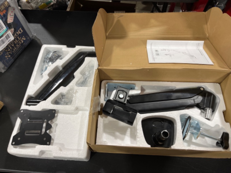 Photo 1 of MOUNTUP Ultrawide Single Monitor Arm for Max 35 Inch Screen, Heavy Duty Monitor Desk Mount Support 6.6-26.5lbs, Gas Spring Computer Monitor Stand Holder, VESA Bracket with Clamp/Grommet Base, Black