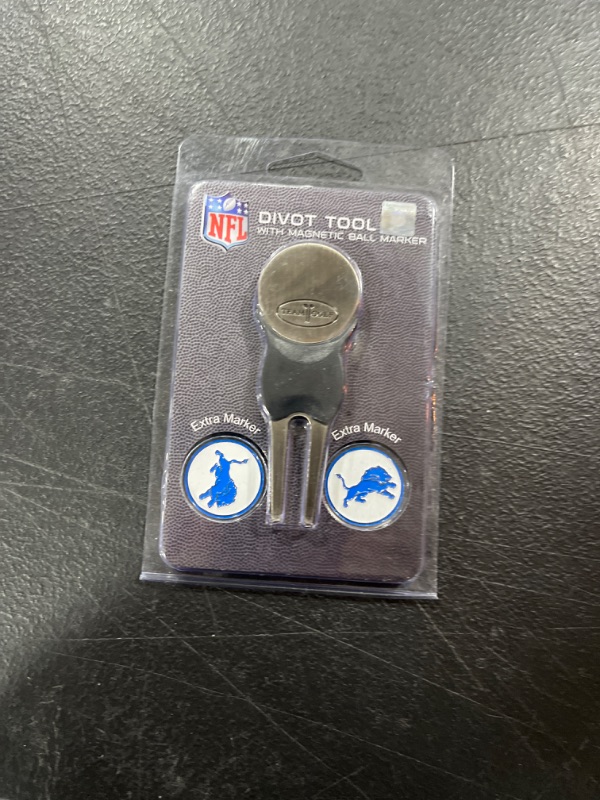 Photo 2 of Team Golf NFL Divot Tool with 3 Golf Ball Markers Pack, Markers are Removable Magnetic Double-Sided Enamel Detroit Lions One Size Multi Team Color