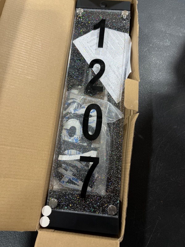 Photo 1 of IVWVI Solar House Numbers for Outside, Acrylics Solar Address Sign with Iron Stakes, Waterproof RGBW Color Changing Remote Control, Lighted Modern Address Plaque Solar Powered for Street Yard Home