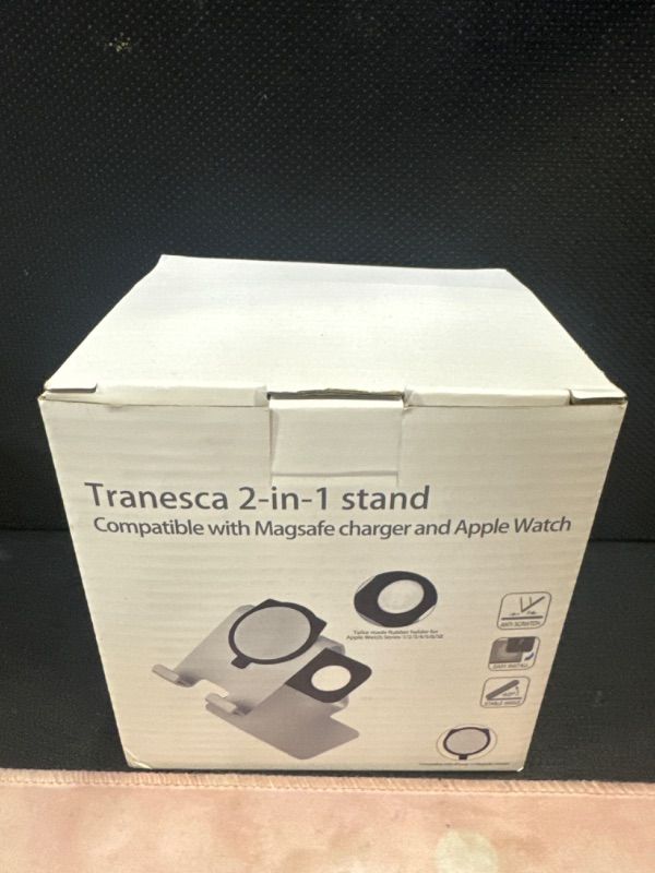 Photo 2 of Tranesca 2-in-1 Charger Stand Dock Station Compatible with iPhone That uses Magsafe Charger (Black)