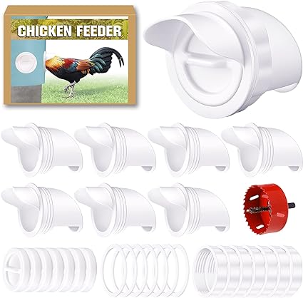 Photo 1 of DIY No Waste Chicken Feeder Kit,8 Ports with Rodent Proof Covers,Automatic Poultry Feeder for Barrel Bucket Bin Tub,Feeding Chicken Ducks,BPA Free