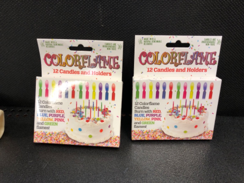 Photo 2 of Colorflame Birthday Candles with Colored Flames - Birthday, Party, Cake Decor - 12 Candles Per Box (Pack of 2) 12 Count (Pack of 2)