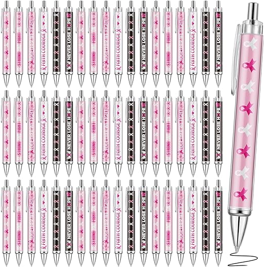 Photo 1 of Qilery 102 Pcs Breast Cancer Awareness Pen Pink Ribbon Pens in Black Ink Retractable Awareness Ribbon Pen 5.39 Inches Long Breast Cancer Pens for Women Men Office School Charity Events Gifts, 6 Styles