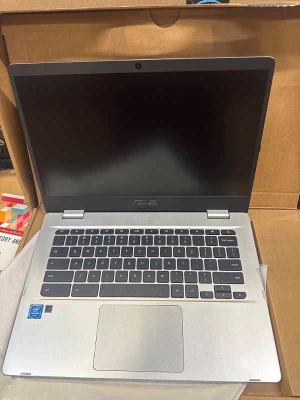 Photo 2 of ASUS C424MA-AS48F Chromebook C424, 14.0" 180 Degree FHD NanoEdge Display, Intel Dual Core Celeron Processor, 4GB LPDDR4 RAM, 128GB Storage, Silver Color, C424MA-AS48F Celeron | 4GB | 128GB