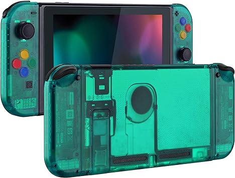 Photo 2 of eXtremeRate Back Plate for Nintendo Switch Console, NS Joycon Handheld Controller Housing with Colorful Buttons, DIY Replacement Shell for Nintendo Switch - Emerald Green