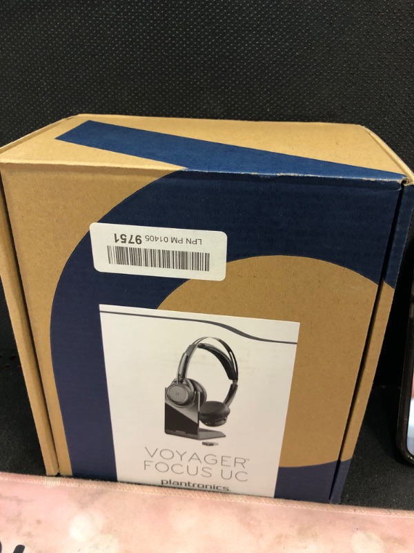 Photo 2 of Plantronics - Voyager Focus UC with Charge Stand (Poly) Bluetooth Dual-Ear (Stereo) Headset Boom Mic USB-A Compatible PC and Mac Active Noise Canceling Works Teams, Zoom & More