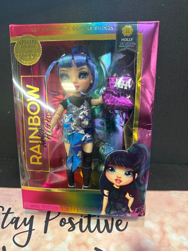 Photo 2 of Rainbow High Junior High Special Edition Holly De’Vious - 9" Blue and Green Posable Fashion Doll with Accessories and Open/Close Soft Backpack. Great Toy Gift for Kids Ages 4-12