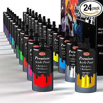 Photo 1 of 
Acrylic Paint Set of 24 Expert Colors 120 ml 4.06 oz Pouch,Non Fading and Non Toxic Vibrant Colors Rich Pigment Acrylic Paint,Nice Gift for Artists, Hobby Painters & Art Students