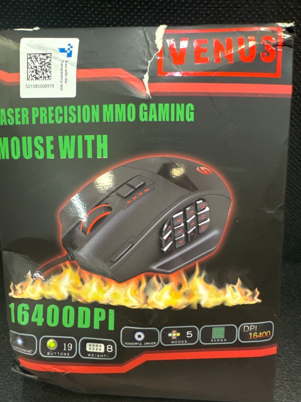 Photo 2 of Macro Gaming Mouse Real 10000 DPI Side Keypad 18 Programmable Buttons USB Wired with Adjustable LED Lighrt, High Precision?GM-999B?