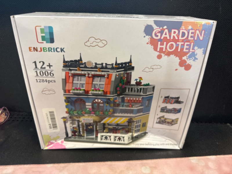 Photo 2 of ENJBRICK Garden Hotel Assembly Square Building kit,Modular House Building Blocks Model Set for Teens and Adults.Collectible Display Toy Building Set 1316PCS