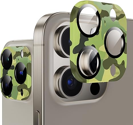 Photo 1 of WSKEN for iPhone 15 Pro/iPhone 15 Pro Max Camera Lens Protector, Matte Alloy [Shatterproof Test] 9H Tempered Glass Camera Screen Protector Scratch Resistant Cover Accessories 2023,Camouflage