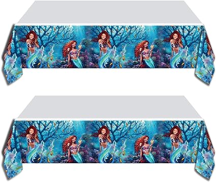 Photo 1 of 3Pcs 2023 Little Mermaid Party Tablecloths 42 * 71inch,Black Mermaid Ariel Party Decoration Supplies