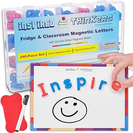 Photo 1 of Inspired Thinkers Magnetic Letters - Alphabet Magnets for Kids, Fridge Magnets for Toddlers, ABC Magnets for Toddlers 1-3, Foam Letters, Magnetic Letters and Numbers for Toddlers, Letter Magnets