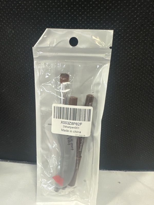 Photo 2 of 2 pack short eyebrow pencil with 1 pack eyebrow brush,1 pack eyebrow tool,#brownpen001