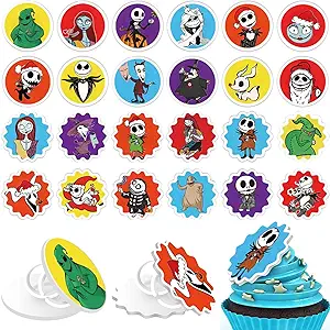 Photo 1 of 2 packs Nightmare Before Christmas Cake Toppers Cupcake Ring Decor for Kids Birthday Baking Decorations Nightmare Party Supplies - 24 Count
Brand: QWAERPLPN