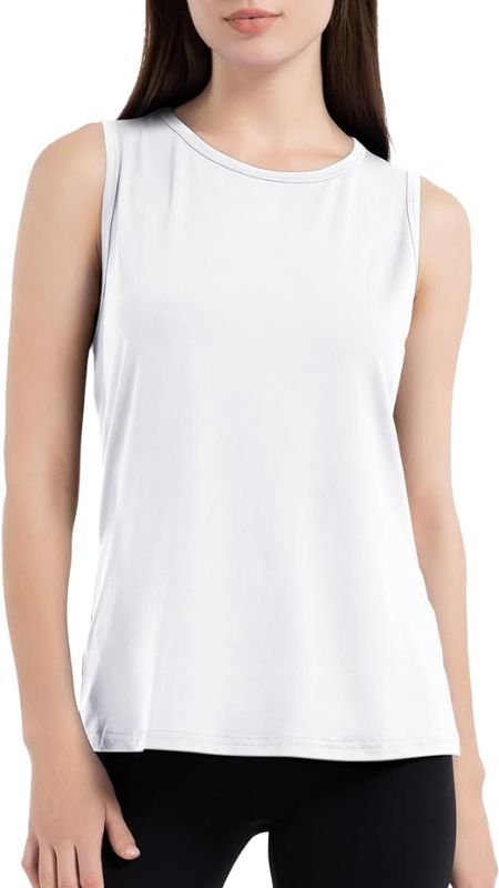 Photo 1 of CNJUYEE Sleeveless Workout Tops for Women Loose Fit Athletic Tanks. L
