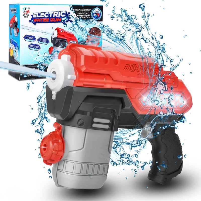 Photo 1 of Electric Water Gun, Battery Operated Squirt Guns with Cool LED Lights, 300CC Long Range Water Blaster for Kids Adults Swimming Pool Beach Party Water Fighting (Black)
