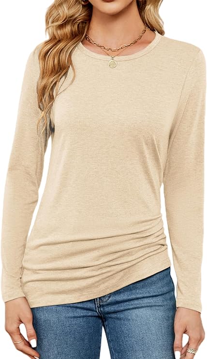 Photo 1 of Chunoy Womens Crew Neck Basic Shirts Long Sleeve Blouse Top ( MED) 
