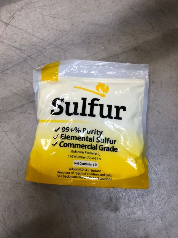 Photo 2 of 1 lb Ground Yellow Sulfur Powder Commercial Grade Pure Elemental Commercial Flour No Additives Brimstone