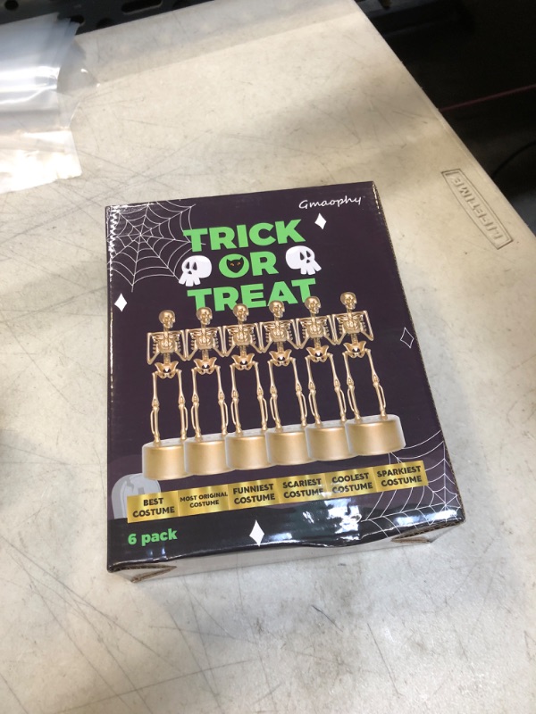 Photo 2 of 6 Halloween Best Costume Skeleton Trophy, Halloween Skull Party Favor Prizes, Halloween Party Supplies Gold Bones Game Awards, Costume Contest Event Trophy, School Classroom Rewards for Kids(A)