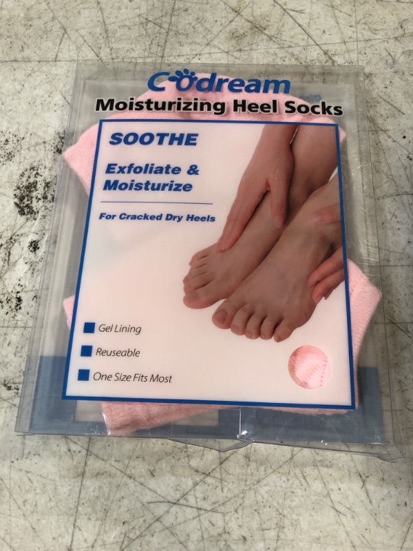 Photo 2 of Codream Moisturizing Heel Gel Socks: Heal Dry Cracked Heel Treatment Overnight Pedicure Foot Spa Sock | 2 Pairs Soft Silicone Moisturizer Sleeve to Repair Callus Rough Heel
