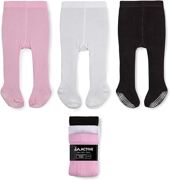 Photo 1 of LA ACTIVE Baby Girls Tights - Cozy Warm Cotton Cable Knit Winter Tights - Non-Skid Grip - Toddler Infant Newborn Kids  0-3 M 