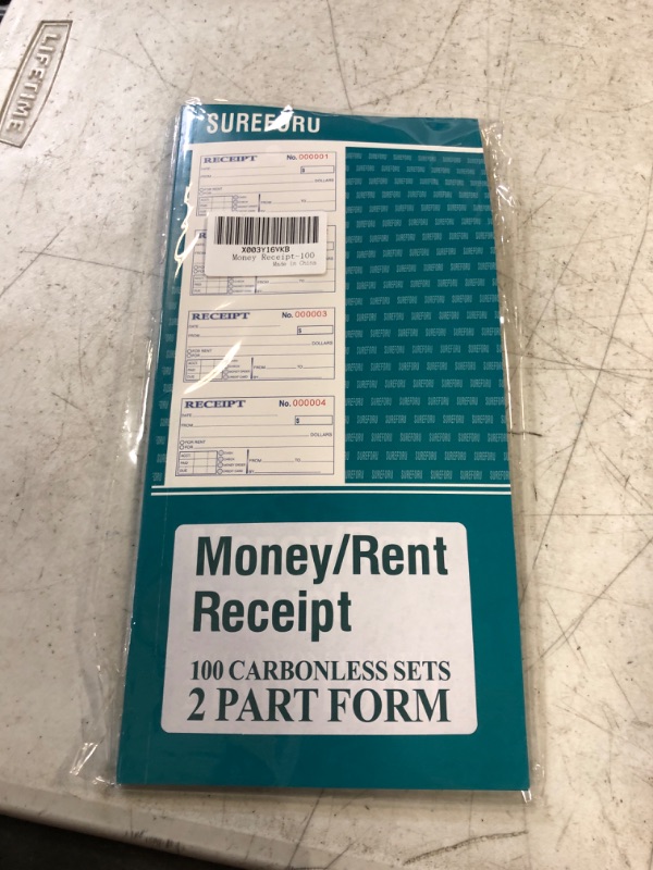 Photo 2 of Receipt Book with Carbon Copies, Rent Receipt Book for Small Business, 2-Part Carbonless, 100 Sets per Book, 4 Receipts per Page