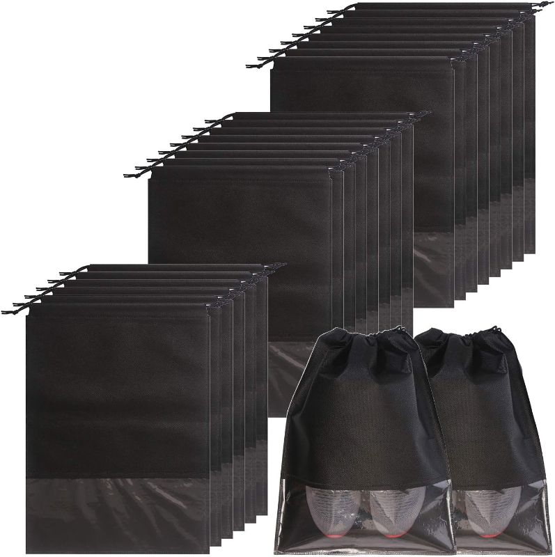 Photo 1 of 24PCS Travel Shoe Bags Non-Woven with Rope for Men and Women Large Shoes Storage Packing Pouch Organizers
