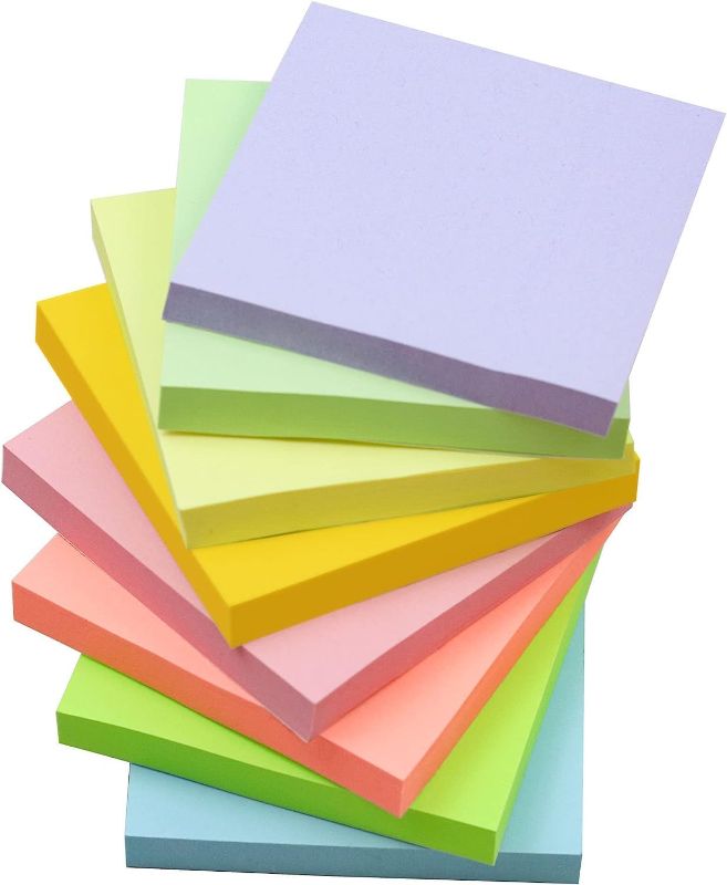 Photo 1 of (24 Pack) Sticky Notes 3 x 3 in, Pastel Colorful Super Sticking Power Memo Post Stickies Square Sticky Notes for Office, Home, School, Meeting, 83 Sheets/pad
