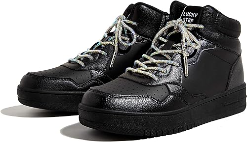 Photo 1 of LUCKY STEP Women's High Top Platform Sneakers Tennis Shoes Zipper Ankle Booties Soft Pu Leather Fashion Sneakers 7 
