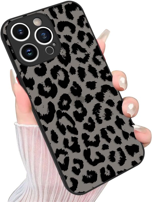 Photo 1 of PERRKLD for iPhone 14 Pro Case Clear Frosted PC Back with Black Leopard Cheetah Print Design for Women Men Soft Bumper Anti-Scratch Shockproof Protective Phone Case Cover for iPhone 14 Pro 6.1 Inch

