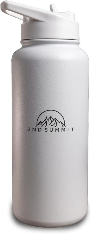 Photo 1 of 2ND SUMMIT Sports Water Bottle 32oz, Stainless Steel Hiking Water Bottle with BPA Free Double Wall Vacuum Insulation – Laser Engraved Logo, Leak Proof, Travel Water Bottle
