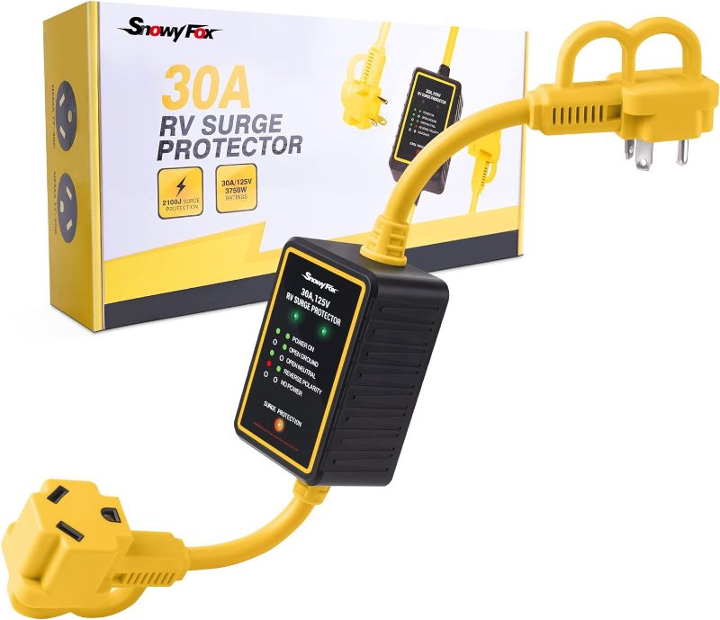 Photo 1 of SnowyFox Camper Surge Protector 30 amp RV Circuit Analyzer with 2100J Surge Protection, Surge Protector 30 amp RV with LED Indicators Ergonomic Handle for RV Trailer Camper
