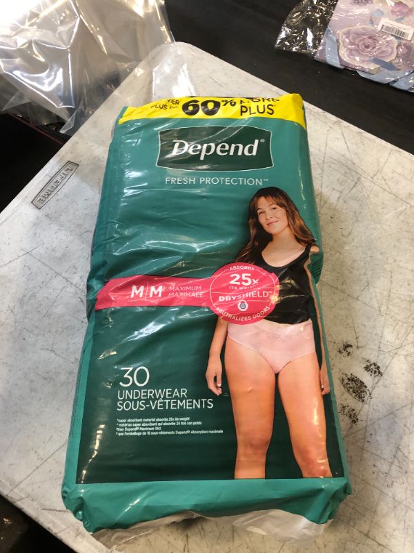 Photo 2 of Depend Fresh Protection Adult Incontinence Underwear for Women (Formerly Depend Fit-Flex), Disposable, Maximum, Medium, Blush, 30 Count, Packaging May Vary Medium (30 Count)