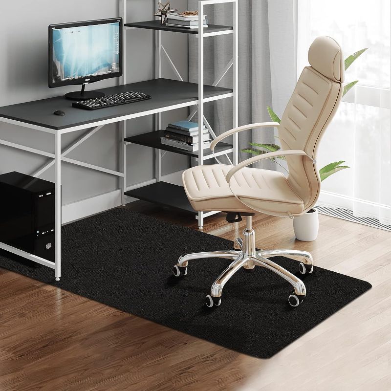 Photo 1 of Office Chair Mat for Hardwood Floor, 55" × 35" Office Gaming Computer Desk Chair Mat, Dirt Resistant & Easy to Clean, Large Anti-Slip Multi-Purpose Hard Floor Mat Black
