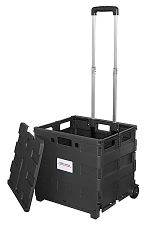 Photo 1 of  Mobile Folding Cart With Lid, 16"H x 18"W x 15"D, Black

