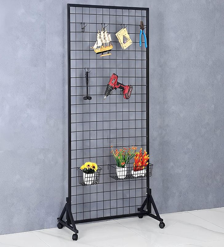 Photo 1 of 
Sturdy Grid Wall Panels with T-Base Floorstanding on Wheels,Wire Gridwall Panel Display Rack Stand