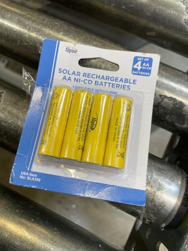 Photo 1 of Alpine Corporation AA Ni-CD Replacement Rechargeable Batteries for Solar Powered Garden Lights, Set of 4, Gold