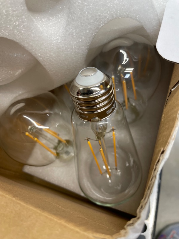 Photo 2 of 100-Watt Equivalent ST19 Dimmable LED Straight Filament bulb, Vintage Edison Bulbs E26 Base, 2700K Soft White (6-Pack)
