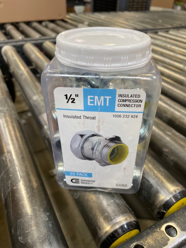 Photo 2 of 1/2 in. Electrical Metallic Tubing (EMT) Compression Connector with Insulated Throat (25-Pack)
