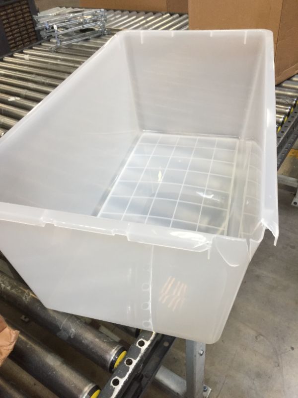 Photo 3 of 2 PACK--- 91qt Large Plastic Storage Bin with Lid and Secure Latching Buckles, Pearl