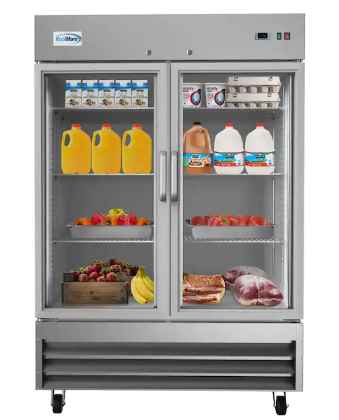Photo 1 of 54 in. 47 cu. ft. Commercial 2-Glass Door Reach In Refrigerator in Stainless Steel
