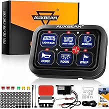 Photo 1 of Auxbeam 6 Gang Switch Panel BC60, Universal Circuit Control Relay System Box with Automatic Dimmable On-Off LED Switch Pod Touch Switch Box for Car Pickup Truck UTV ATV Boat, 2 Year Warranty, Blue
 