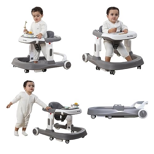 Photo 1 of Marzviyia 4-in-1 Baby Activity Walker with Wheels, Foldable Baby Push Walkers with Adjustable Height & Speed, Grey

