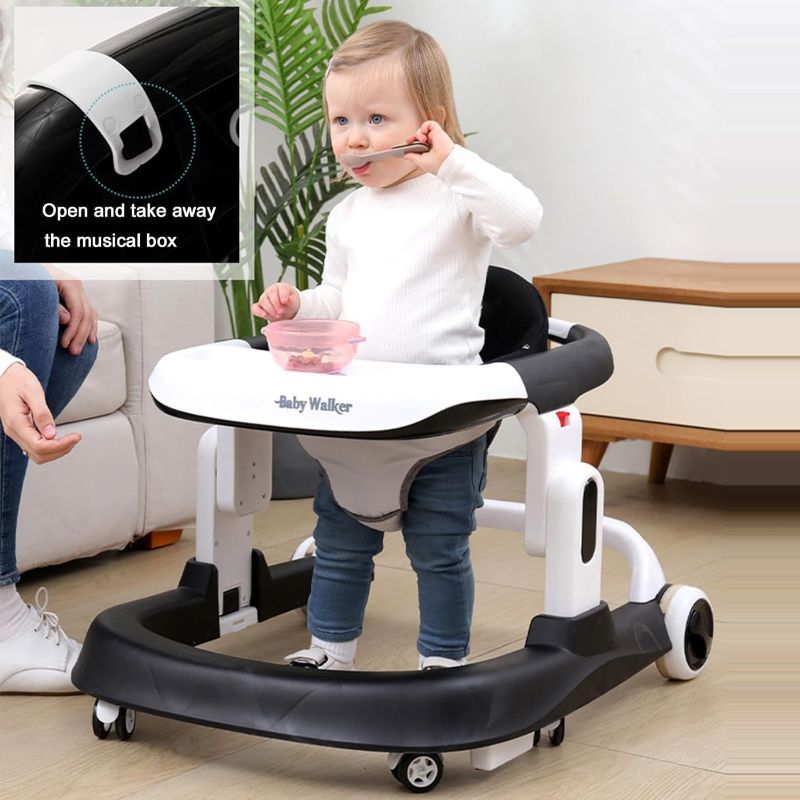 Photo 1 of  Marzviyia 4-in-1 Baby Activity Walker with Wheels, Foldable Baby Push Walkers with Adjustable Height & Speed, Black 
