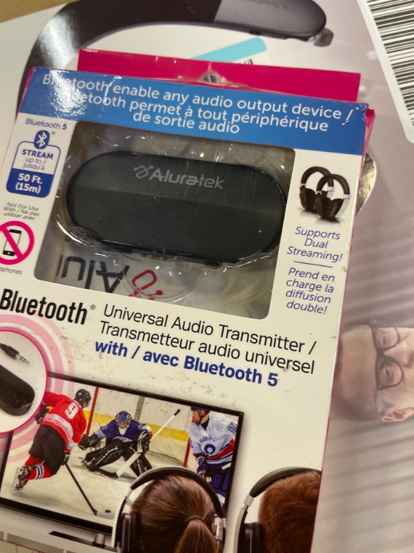 Photo 2 of Aluratek Bluetooth Audio Transmitter with Detached Cable, Dual Streaming Support, Up to 50 Foot Range for Up to 10 Hours Streaming on a Full Charge