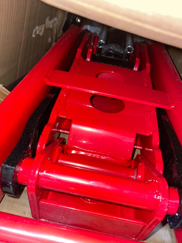 Photo 3 of BIG RED AT84007R Torin Hydraulic Low Profile Service/Floor Jack with Dual Piston Quick Lift Pump, 4 Ton Capacity, Red & T43002A Torin Steel Jack Stands: Double Locking, 3 Ton Capacity, Red, 1 Pair Jack + Jack Stands: Double Locking